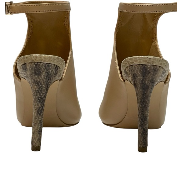 BCBGeneration MALCOLM TAN-SNAKESKIN ANKLE STRAP OPEN TOE HEELS SZ 7.5 MED - Picture 7 of 16